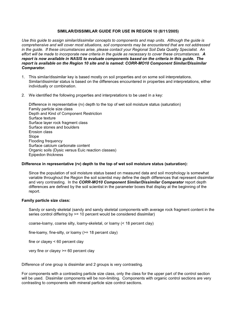 Similar/Dissimilar Draft Guide for Use in Region 10 and 11