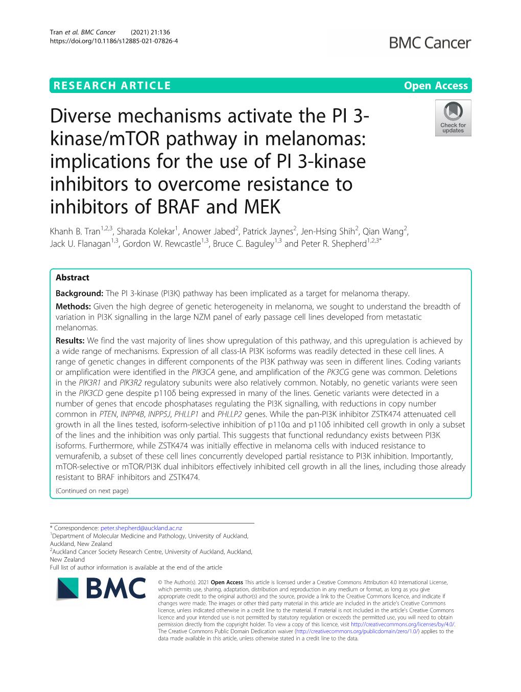 Diverse Mechanisms Activate the PI 3-Kinase/Mtor Pathway In