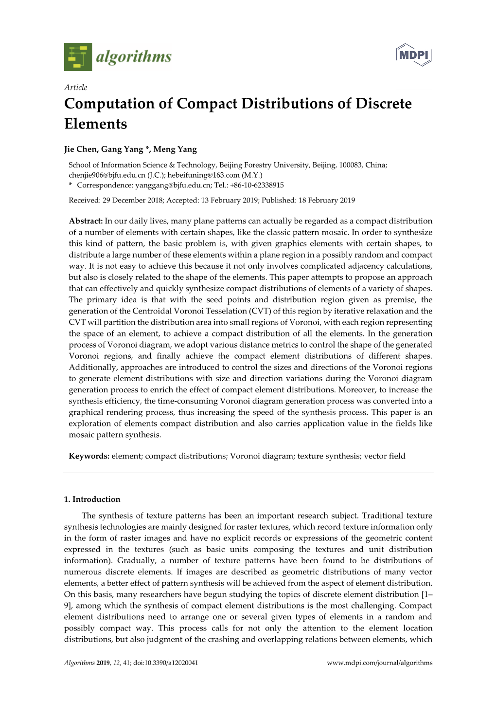 Computation of Compact Distributions of Discrete Elements