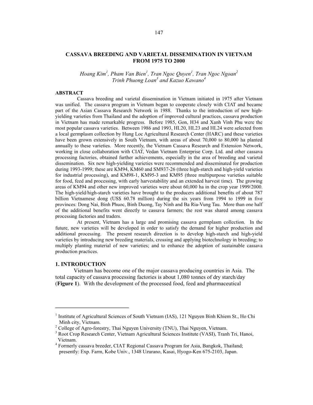 147 Cassava Breeding and Varietal Dissemination In