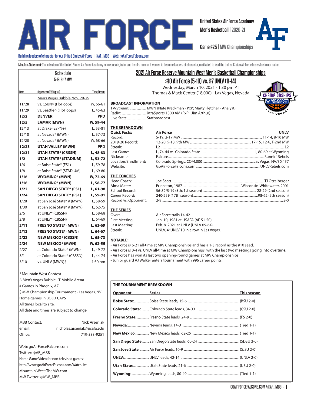 2021 Air Force Reserve Mountain West Men's Basketball