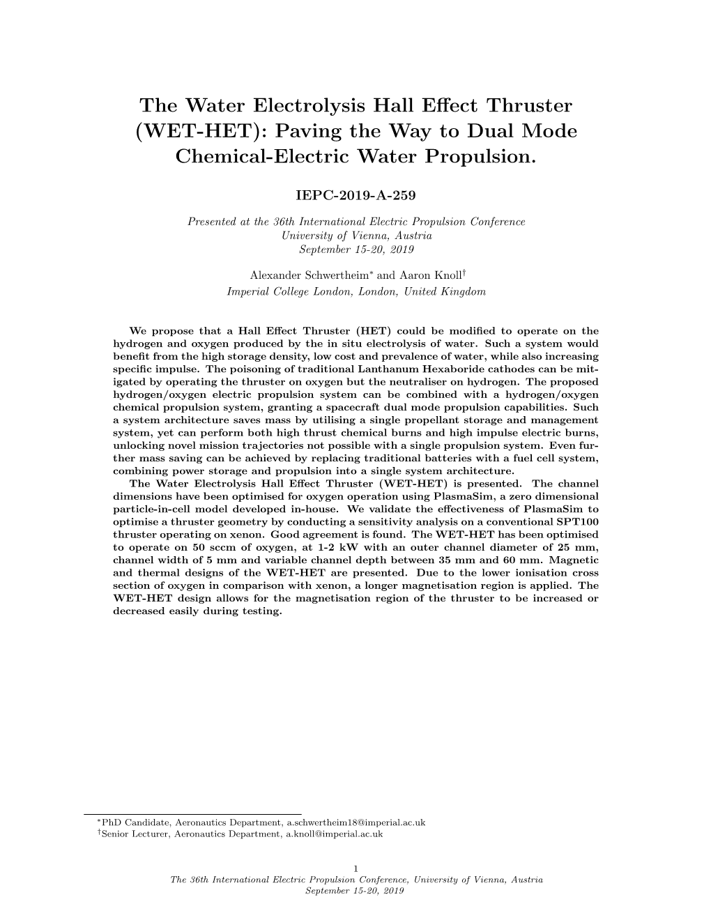 The Water Electrolysis Hall Effect Thruster (WET-HET)