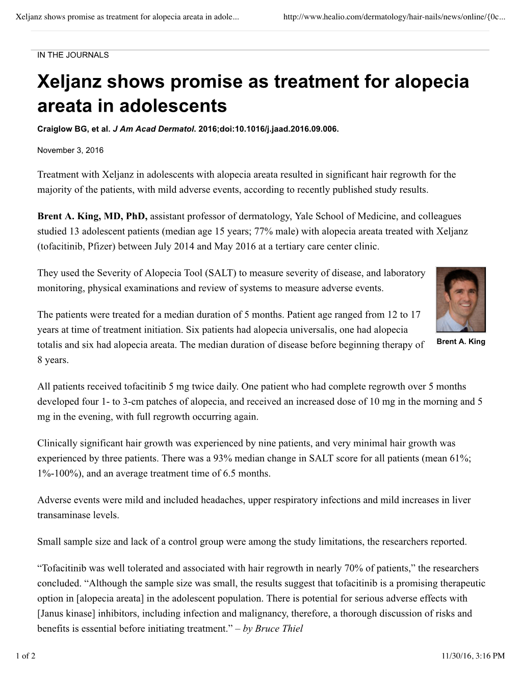 Xeljanz Shows Promise As Treatment for Alopecia Areata in Adolescents