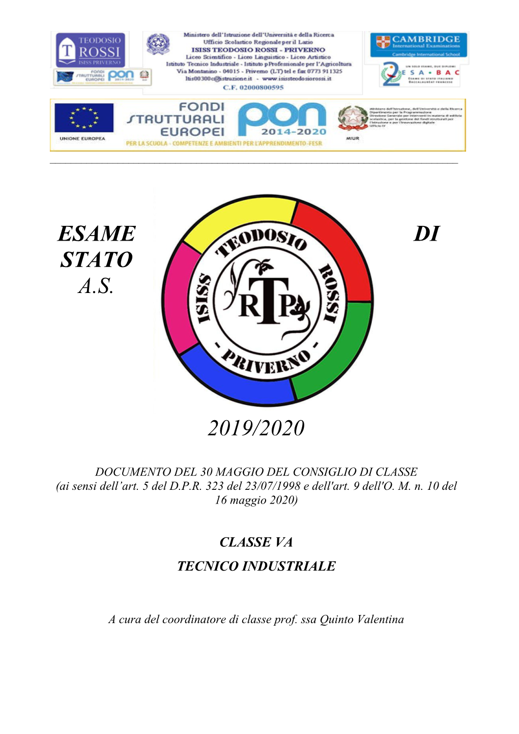 Esame Di Stato A.S. 2019/2020