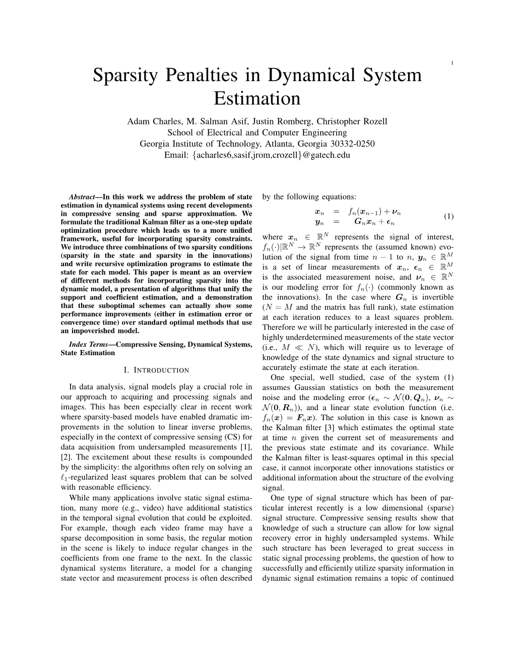 Sparse Penalties in Dynamical System Estimation