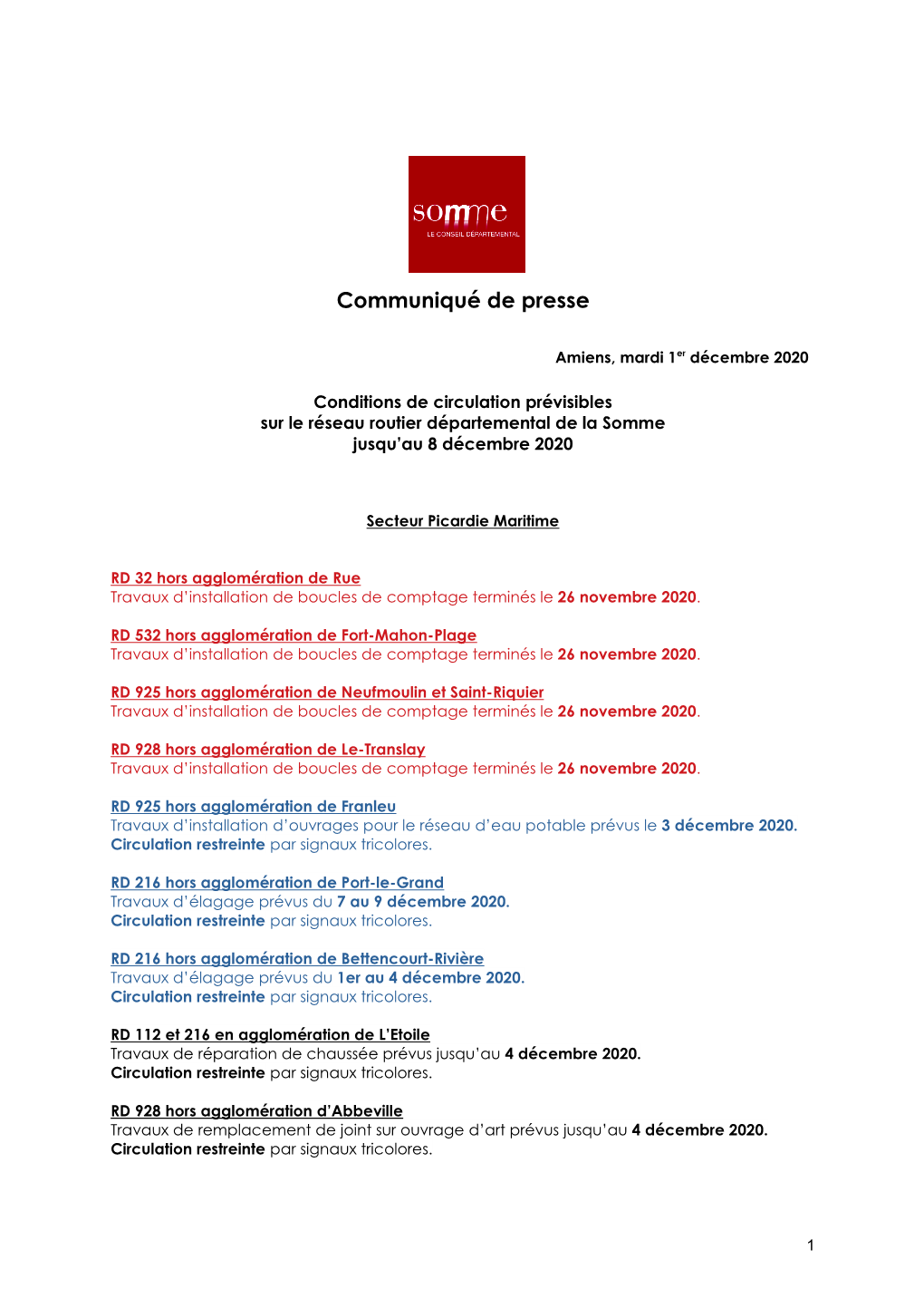 Communiqué De Presse