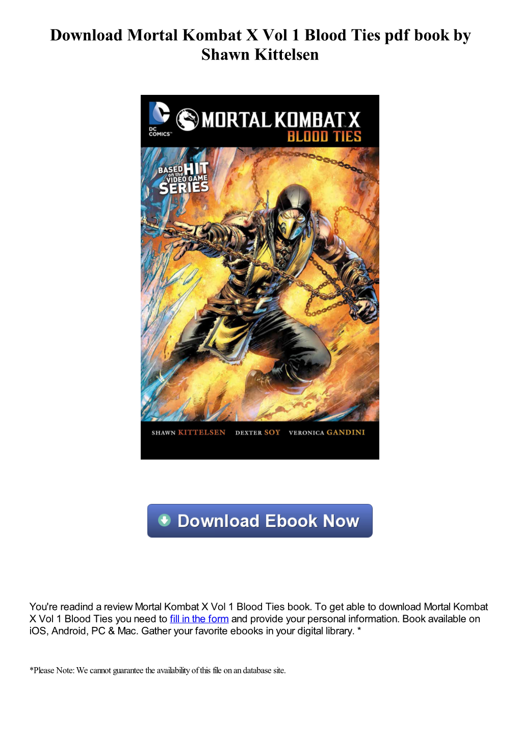 Download Mortal Kombat X Vol 1 Blood Ties Pdf Book by Shawn Kittelsen