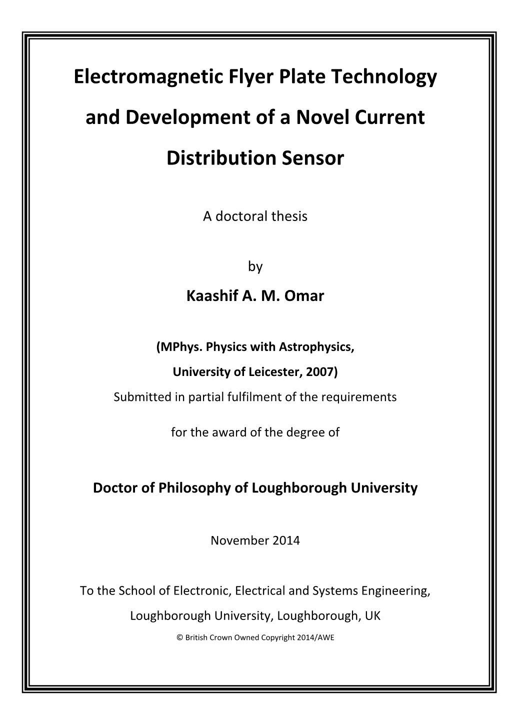 Electromagnetic Flyer Plate Technology and Development of a Novel Current Distribution Sensor