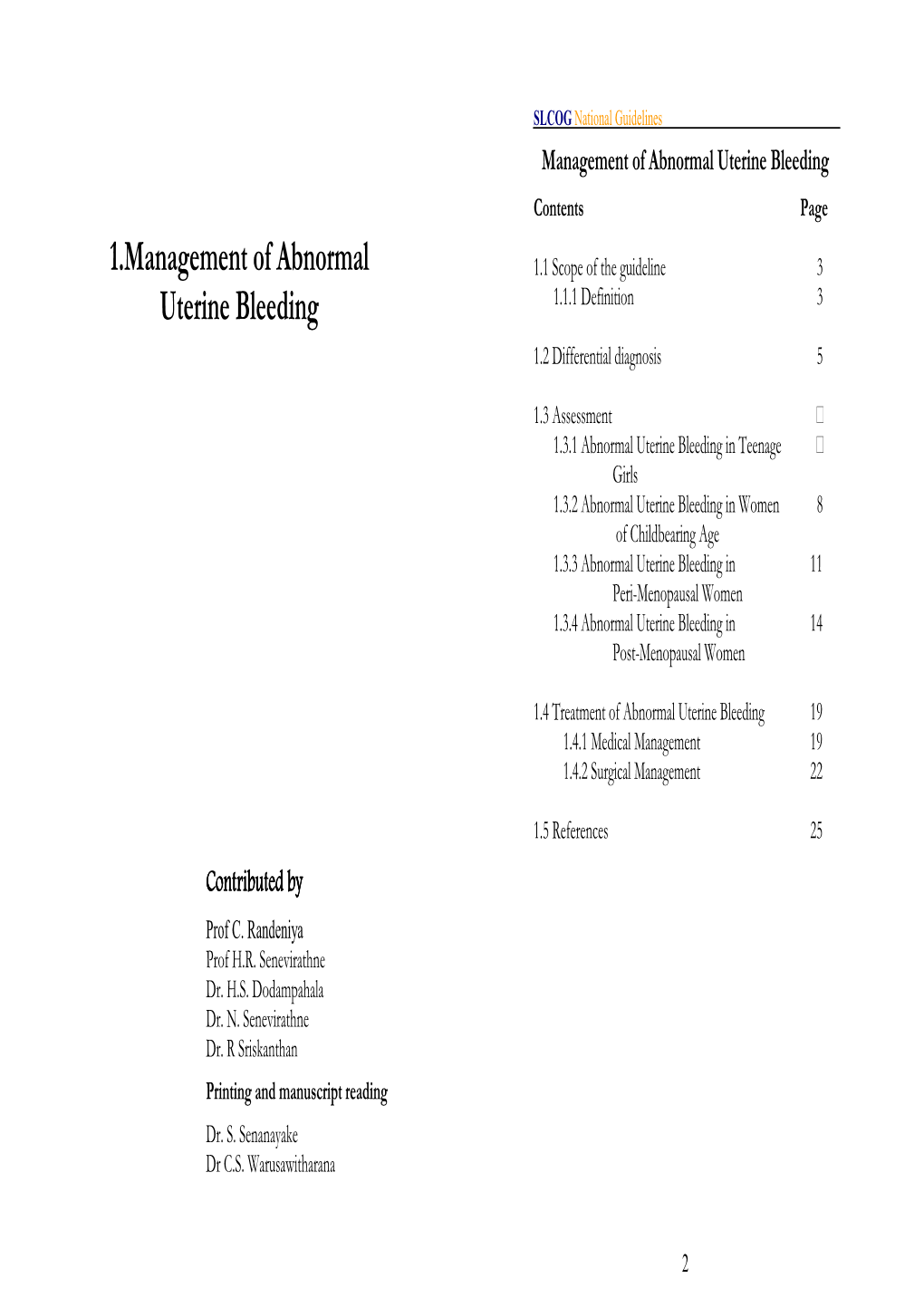 1.Management of Abnormal Uterine Bleeding