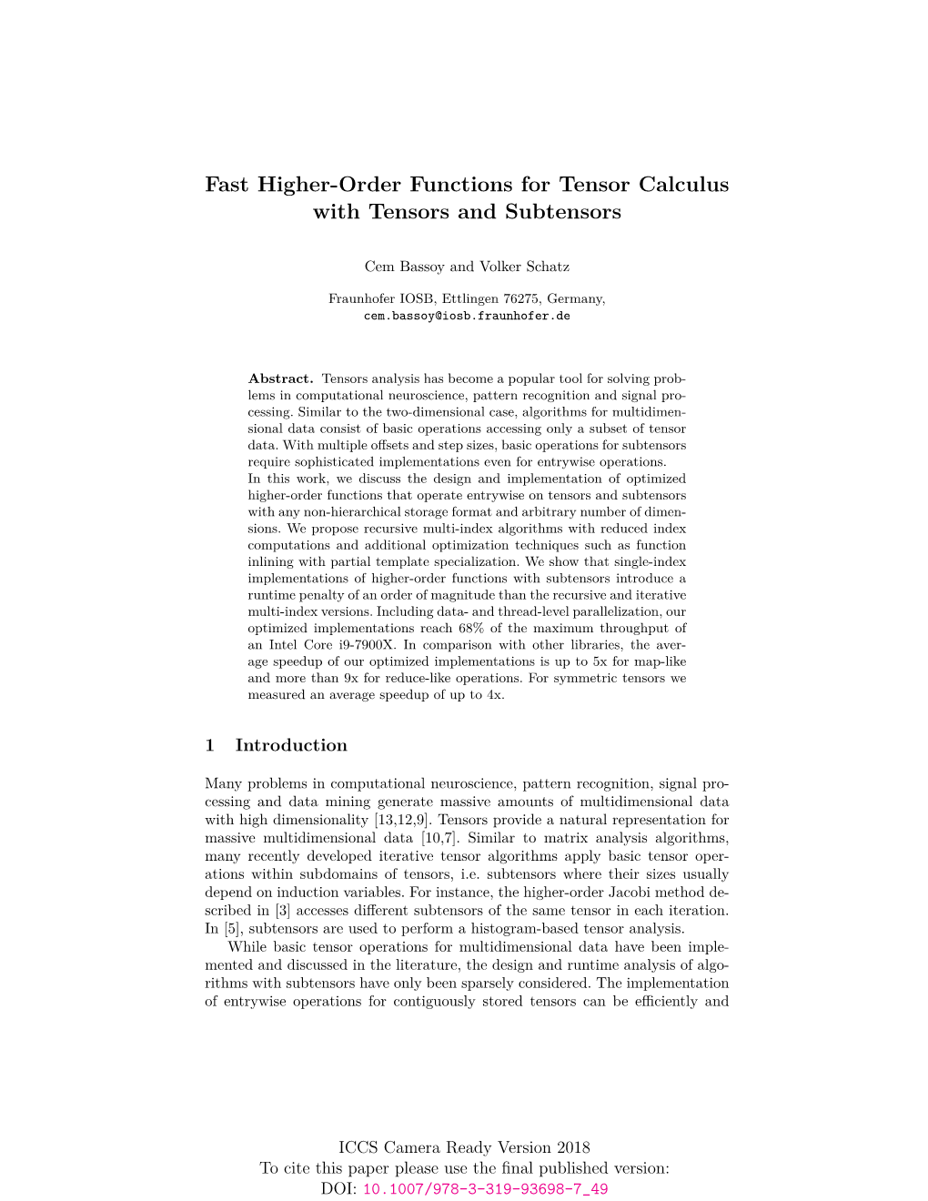 Fast Higher-Order Functions for Tensor Calculus with Tensors and Subtensors