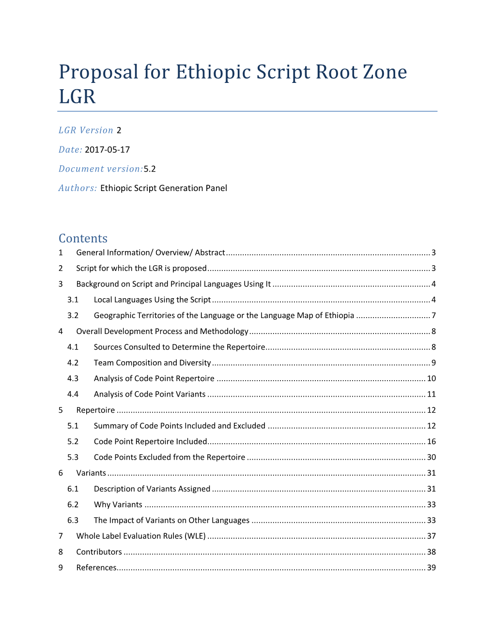 Proposal for Ethiopic Script Root Zone LGR