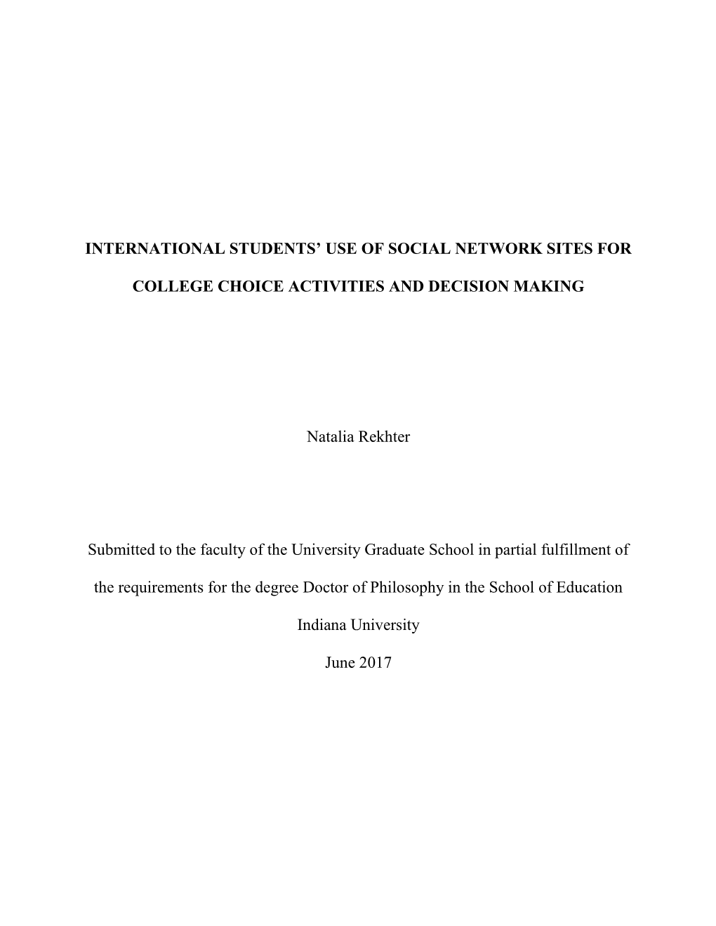 International Students' Use of Social Network Sites For