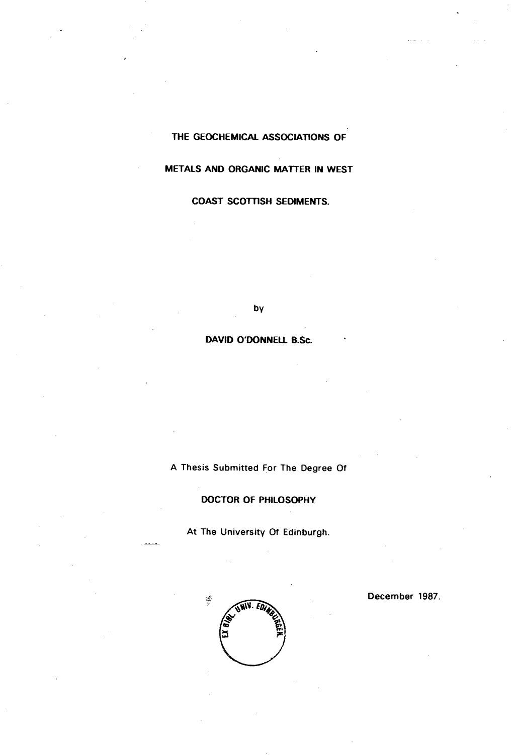 The Geochemical Associations of Metals and Organic