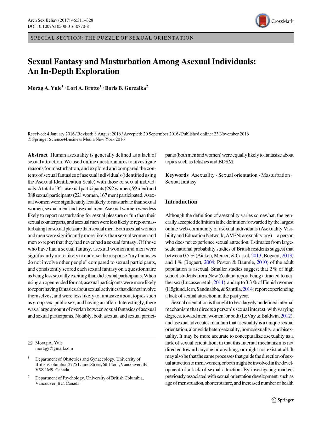 Sexual Fantasy and Masturbation Among Asexual Individuals: an In-Depth Exploration