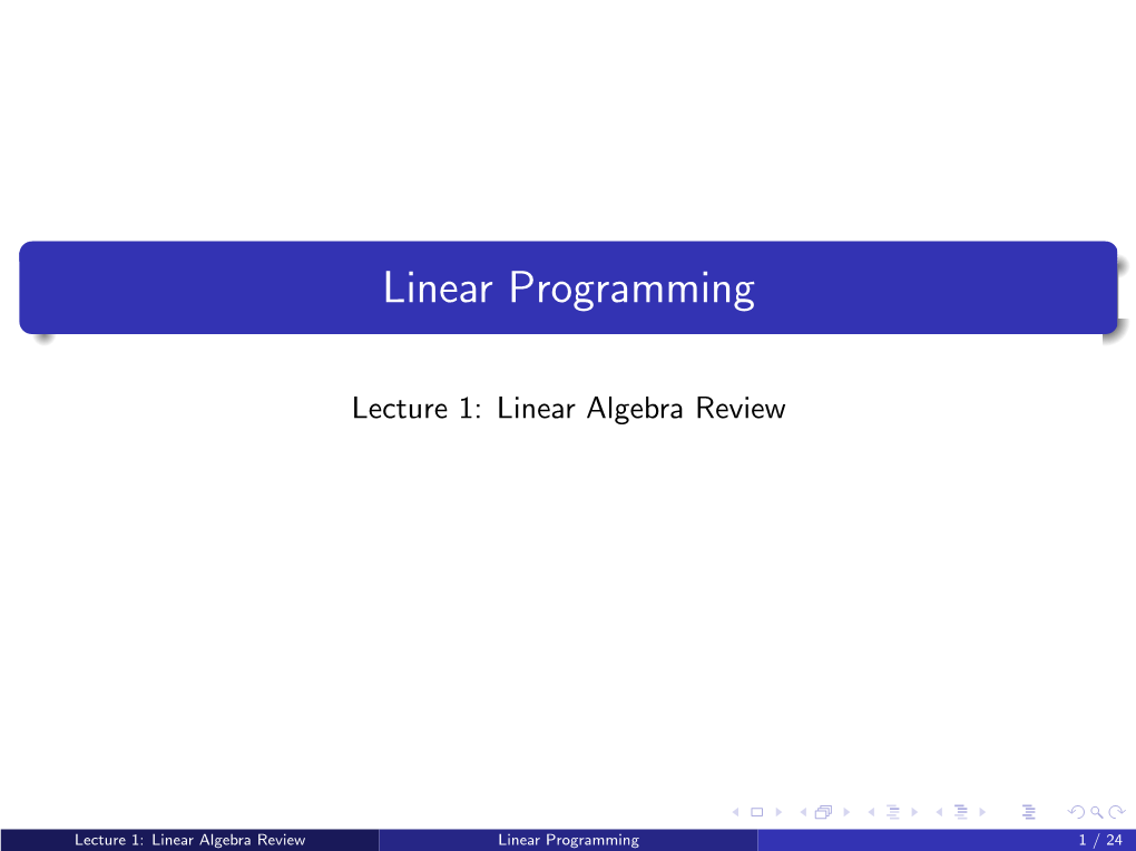 Linear Programming