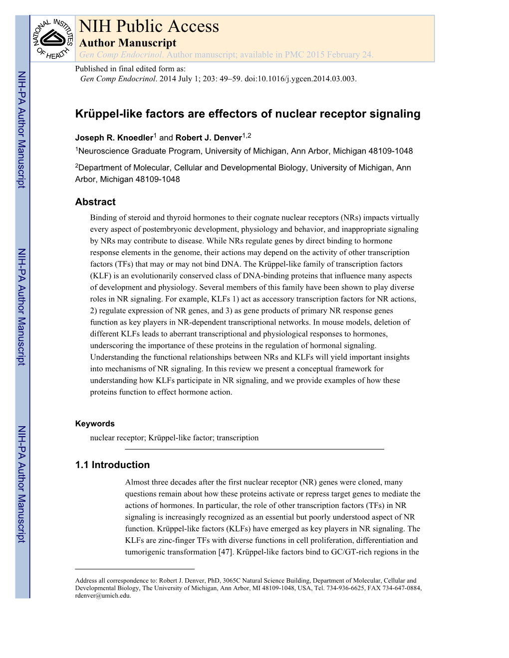 NIH Public Access Author Manuscript Gen Comp Endocrinol