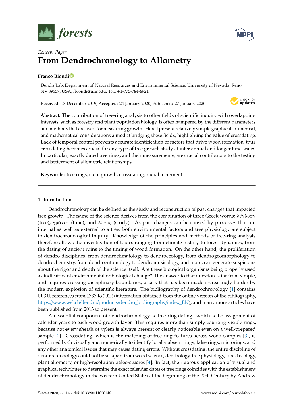 From Dendrochronology to Allometry