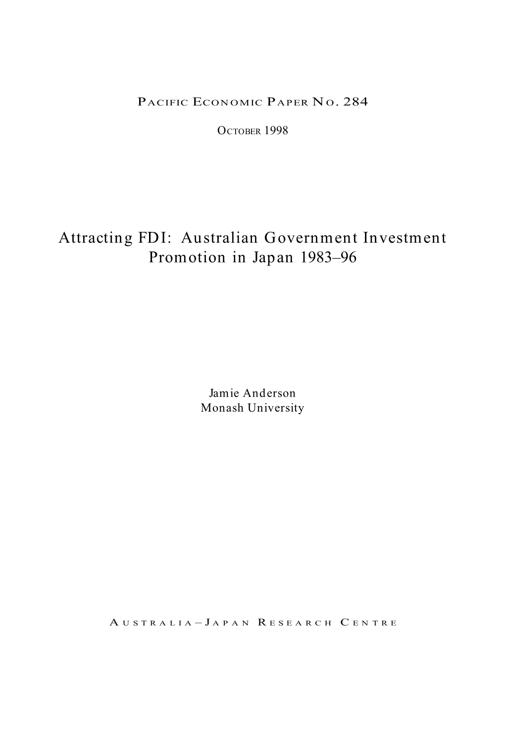 Australian Government Investment Promotion in Japan 1983–96