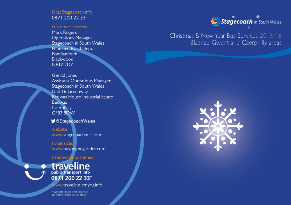 Christmas & New Year Bus Services 2015/16 Blaenau Gwent and Caerphilly Areas
