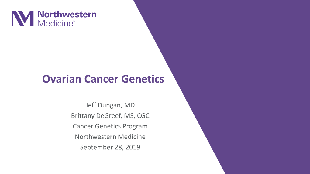 Ovarian Cancer Genetics