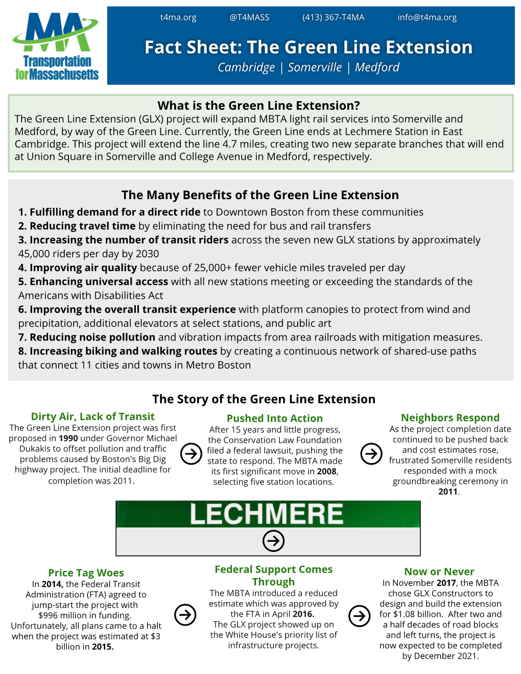 Fact Sheet: the Green Line Extension Cambridge | Somerville | Medford