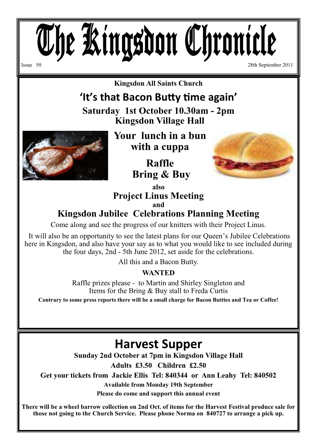 Harvest Supper Sunday 2Nd October at 7Pm in Kingsdon Village Hall