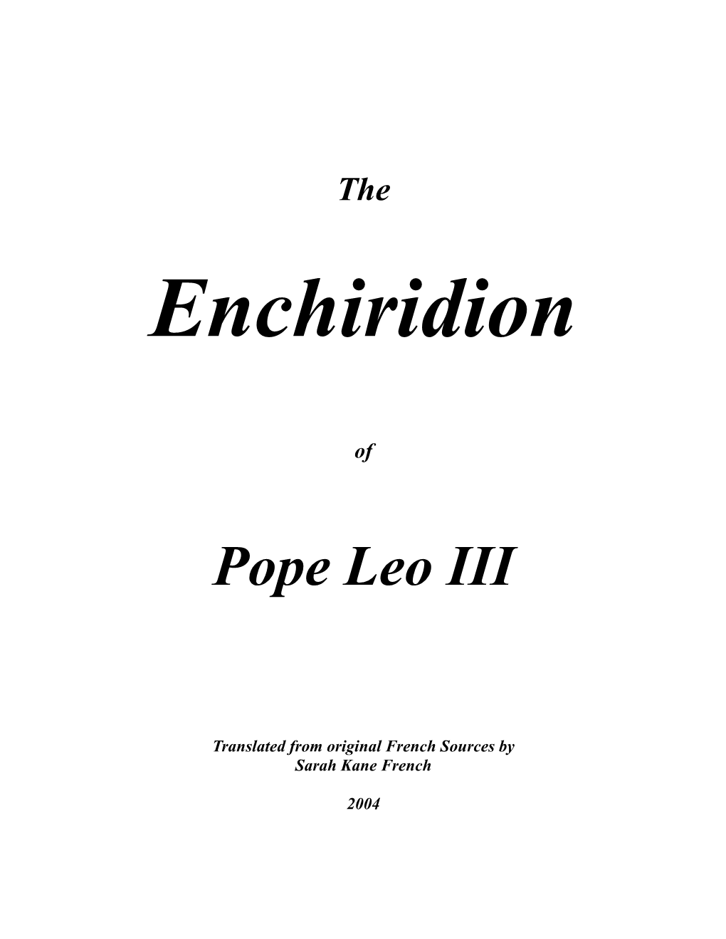 The Enchiridion of Pope Leo III