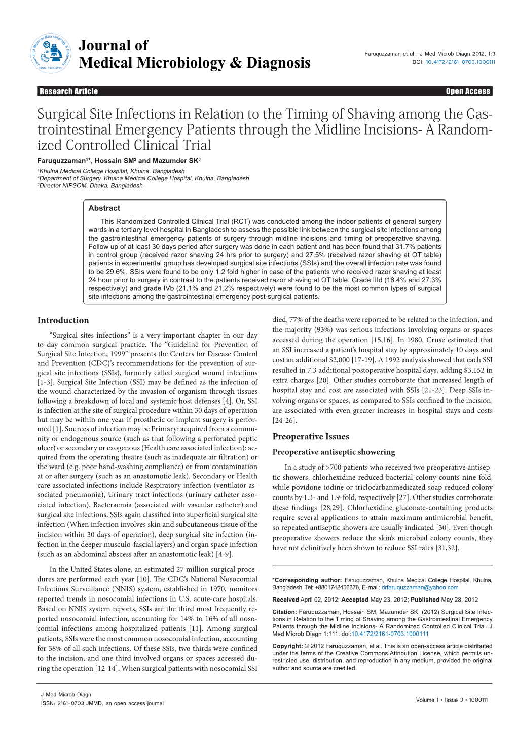 Surgical Site Infections in Relation to the Timing of Shaving Among the Gastrointestinal Emergency Patients Through the Midline