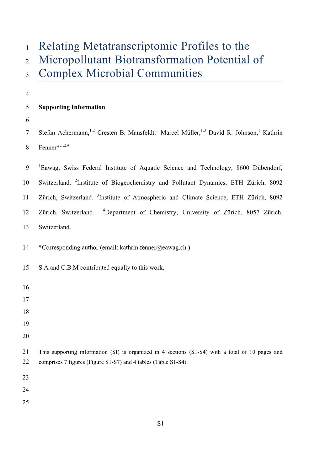 Relating Metatranscriptomic Profiles to the Micropollutant