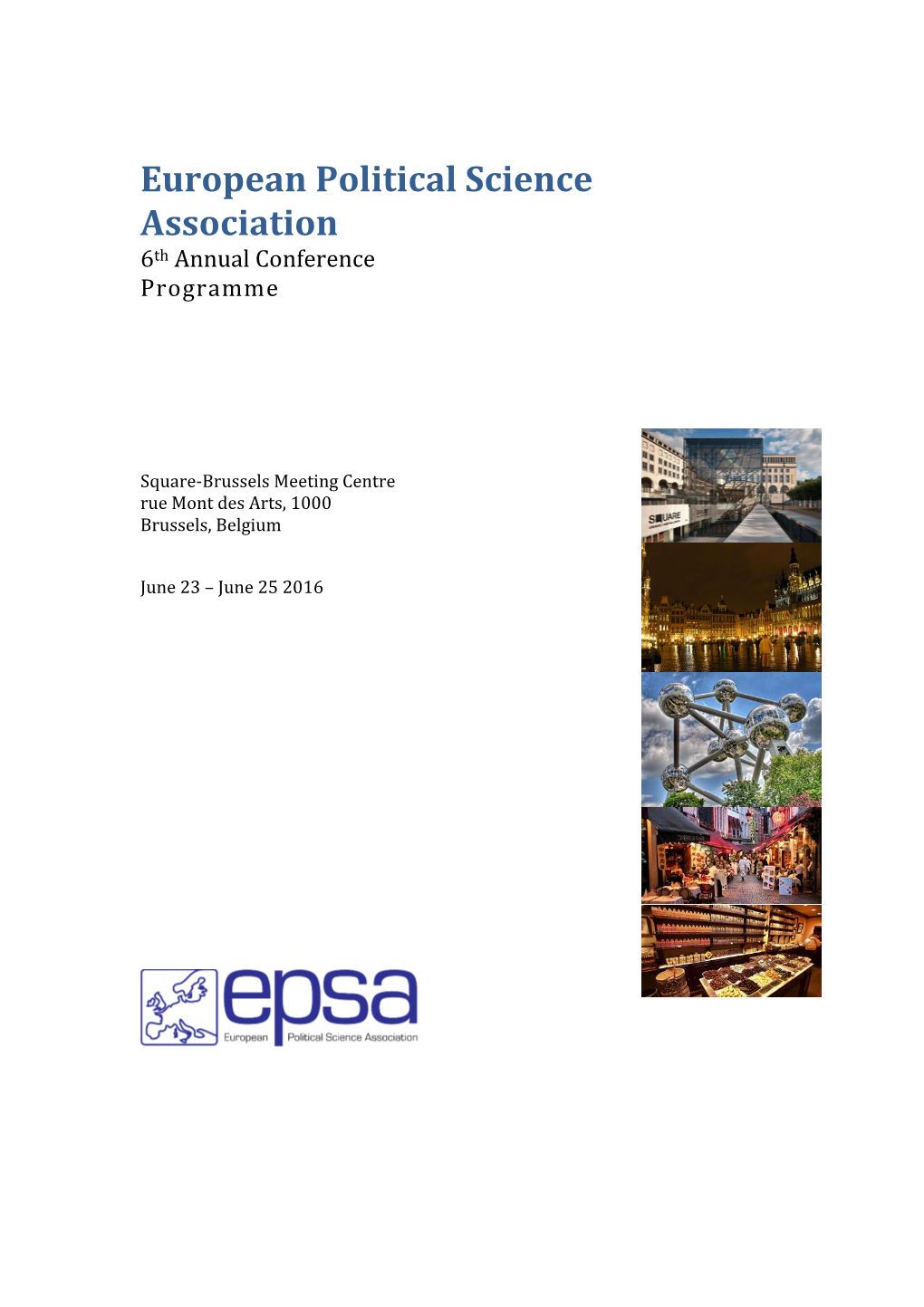 European Political Science Association 6Th Annual Conference Programme