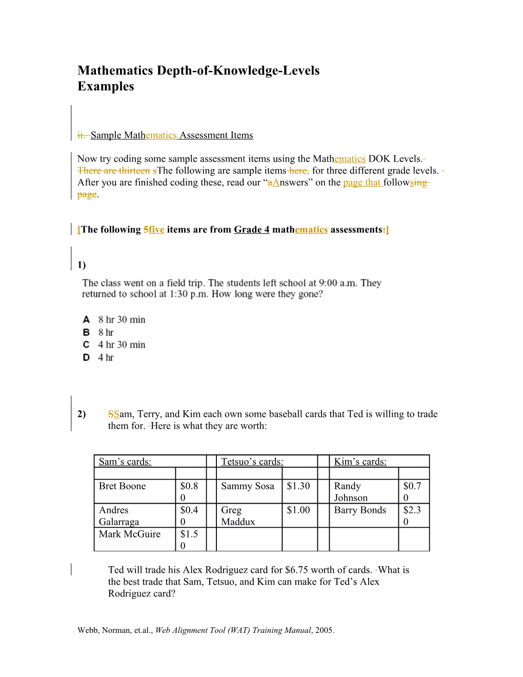 Mathematics Depth-Of-Knowledge-Levels