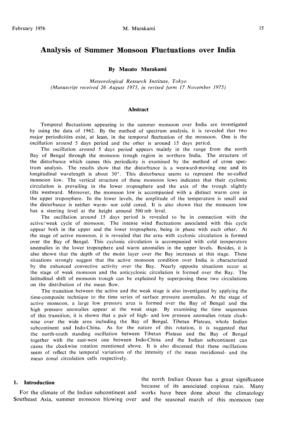 Analysis of Summer Monsoon Fluctuations Over India