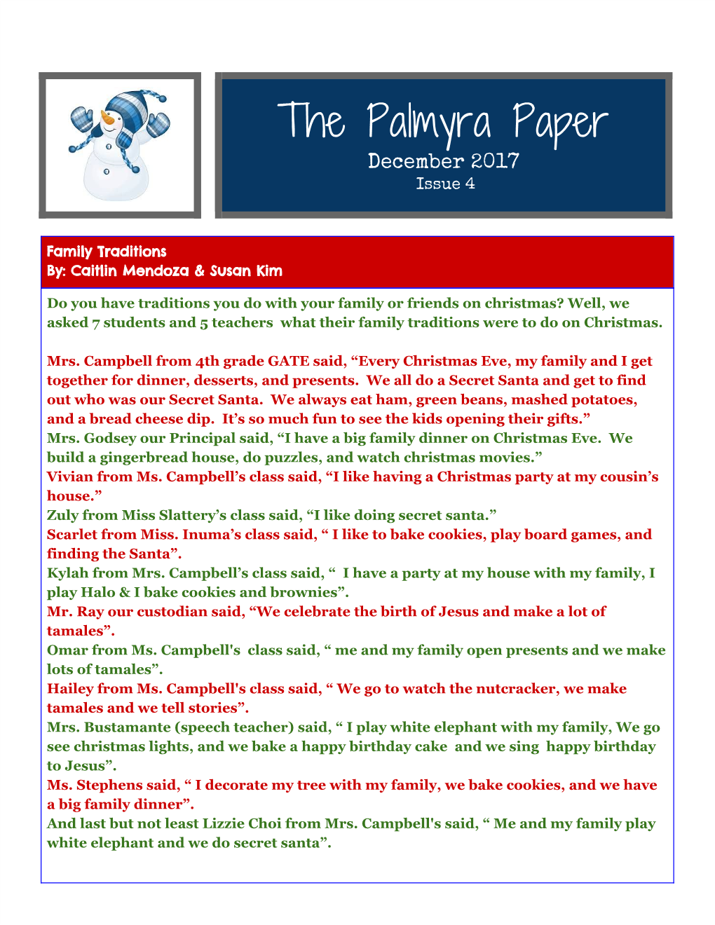 The Palmyra Paper December 2017 Issue 4