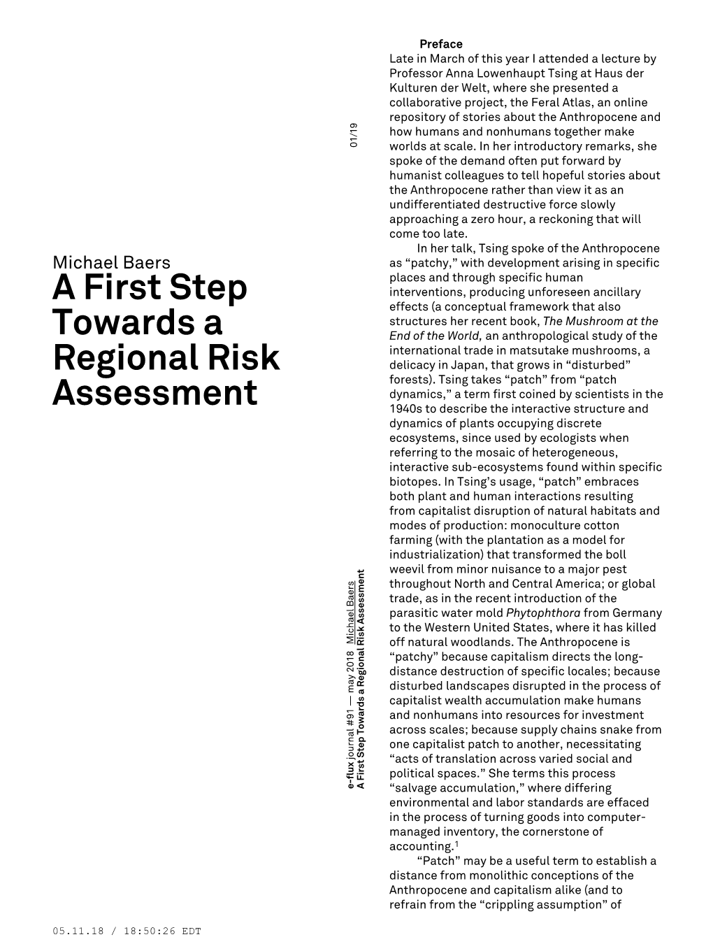 A First Step Towards a Regional Risk Assessment,” Antipyrene Publishing, 2015