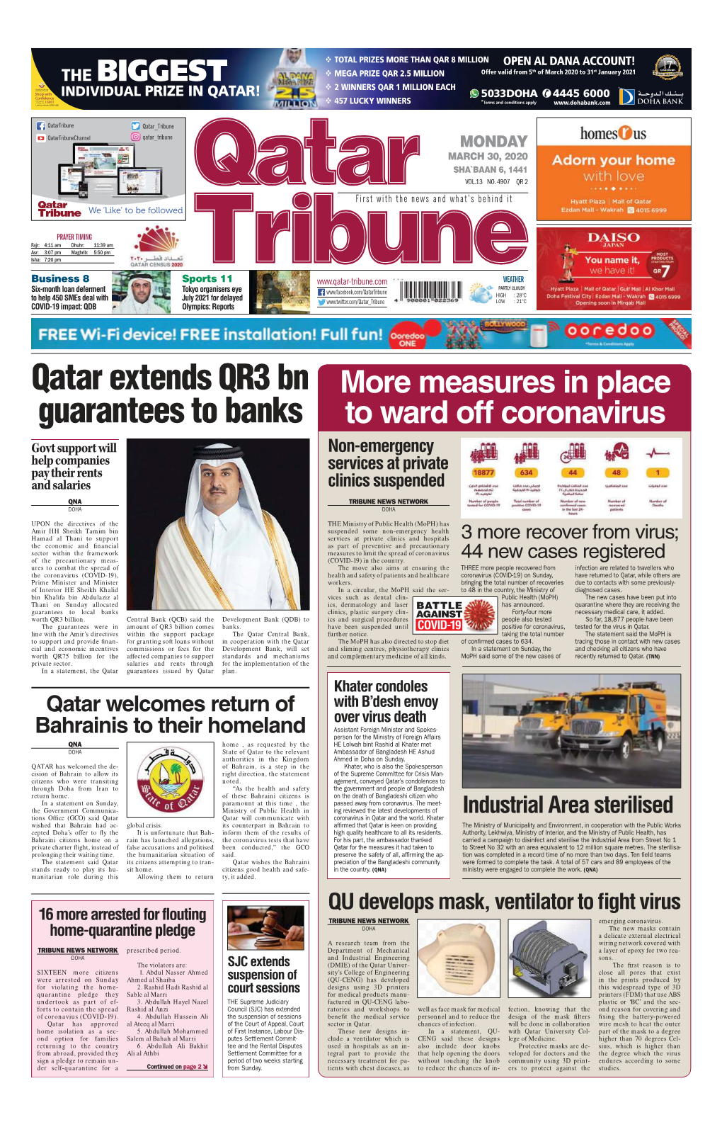 Qatar Extends QR3 Bn Guarantees to Banks