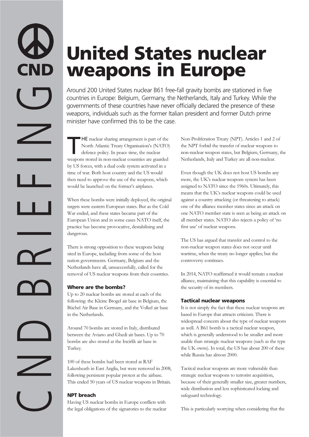 United States Nuclear Weapons in Europe