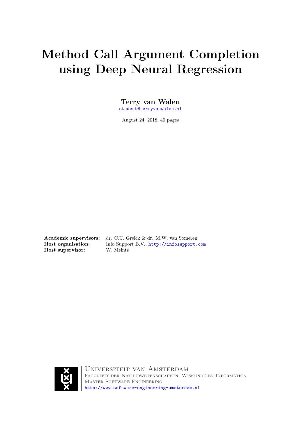 Thesis Artificial Intelligence Method Call Argument Completion Using