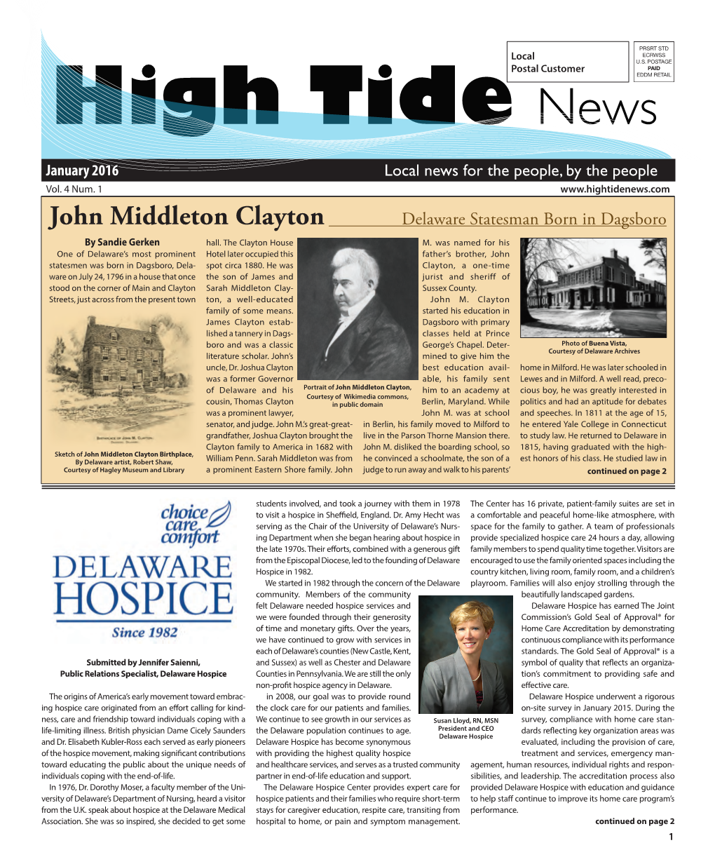 John Middleton Clayton Delaware Statesman Born in Dagsboro by Sandie Gerken Hall