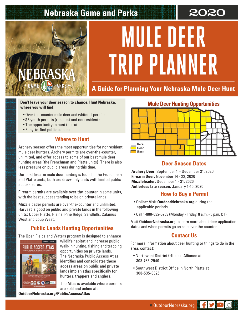 MULE DEER TRIP PLANNER a Guide for Planning Your Nebraska Mule Deer Hunt