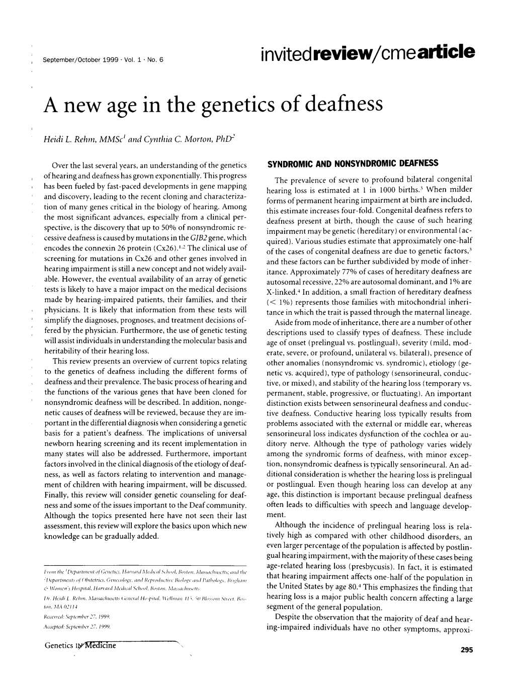 A New Age in the Genetics of Deafness