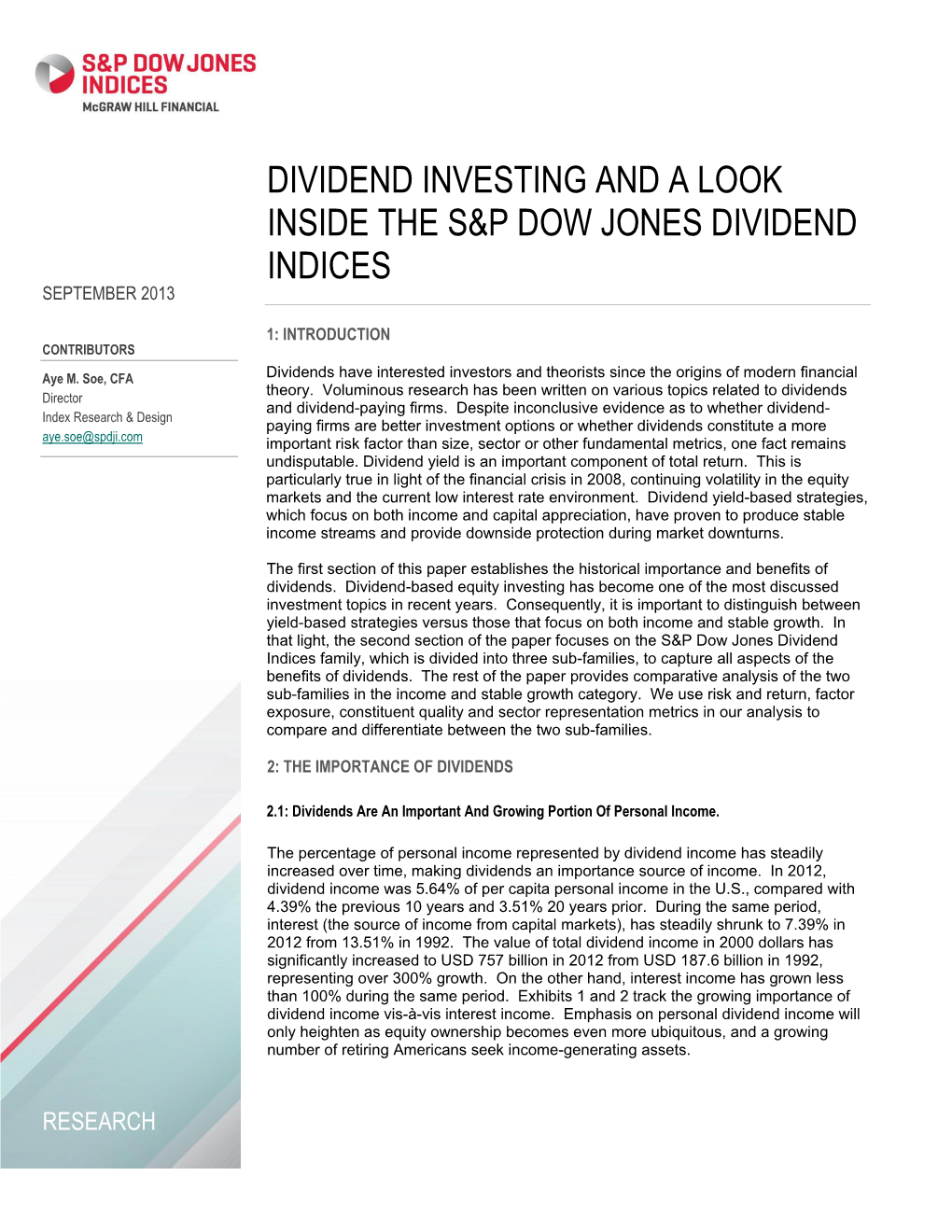 Dividend Investing and a Look Inside the S&P Dow Jones