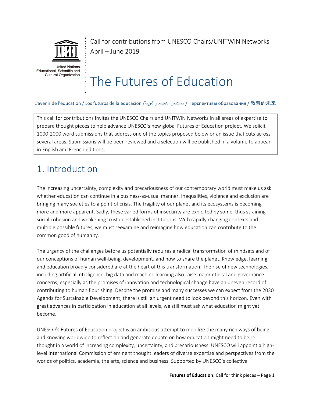 The Futures of Education