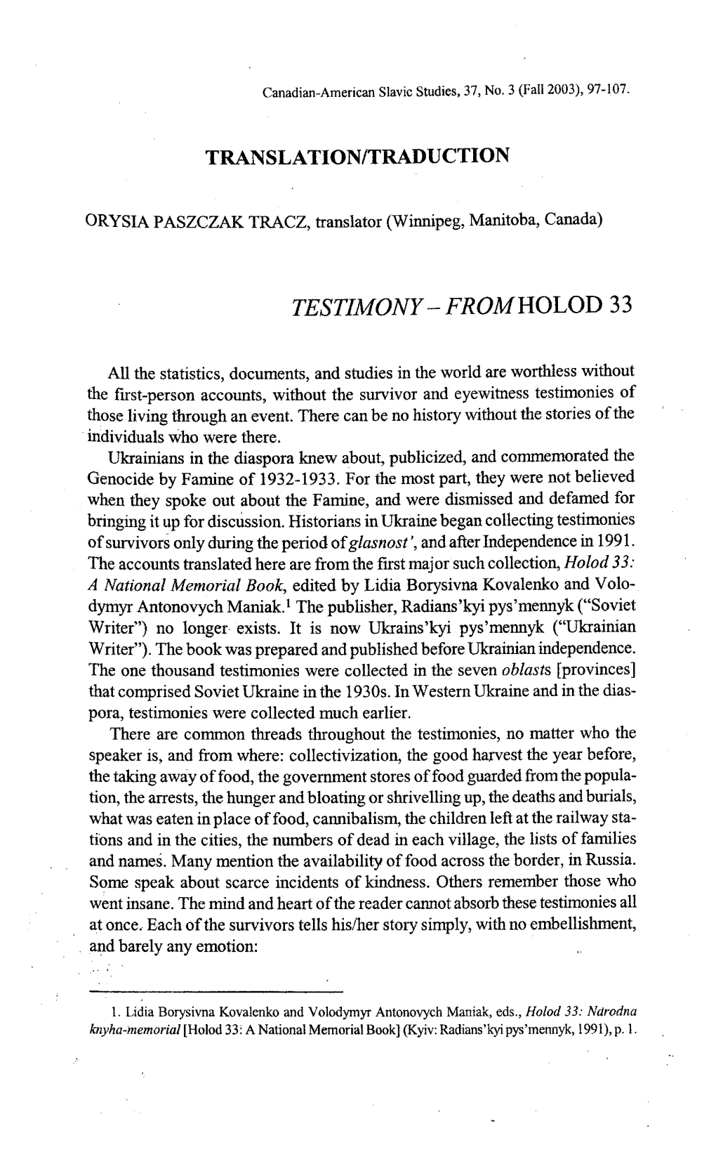 Testimony Â Fromholod 33