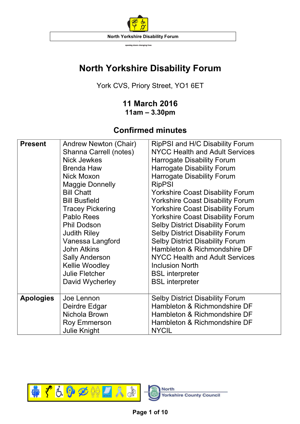 North Yorkshire Disability Forum