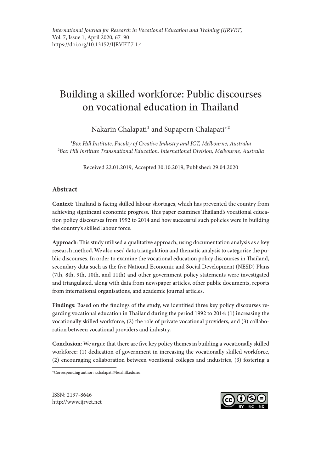 Building a Skilled Workforce: Public Discourses on Vocational Education in Thailand
