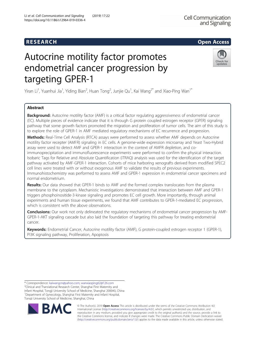 Autocrine Motility Factor Promotes Endometrial Cancer Progression By