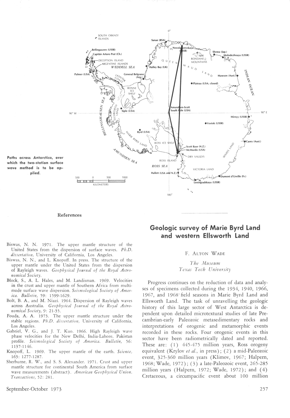 Geologic Survey of Marie Byrd Land and Western Ellsworth Land Biswas, N