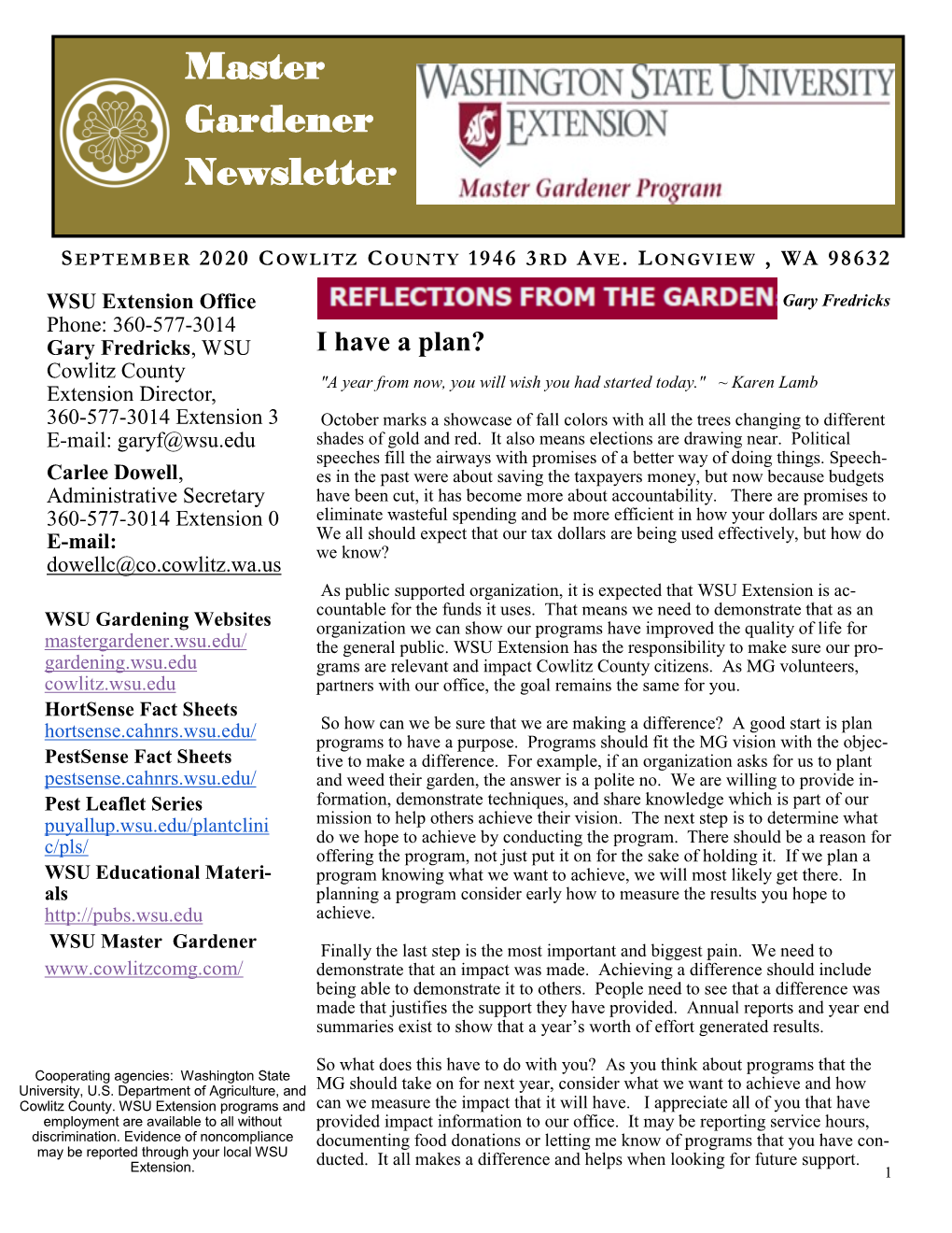 Master Gardener Newsletter