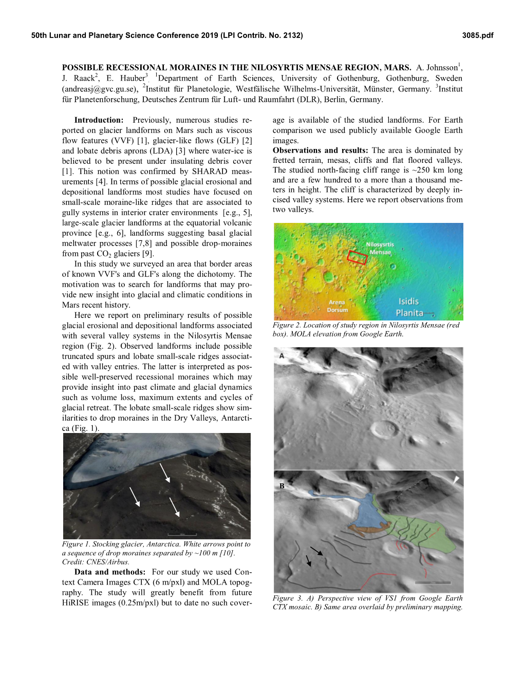 Possible Recessional Moraines in the Nilosyrtis Mensae Region, Mars