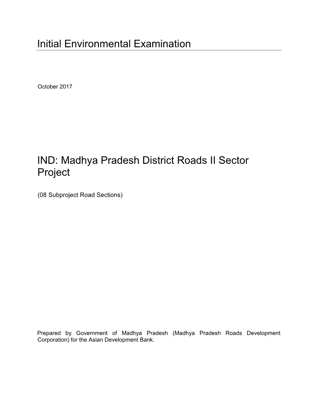 Madhya Pradesh District Roads II Sector Project